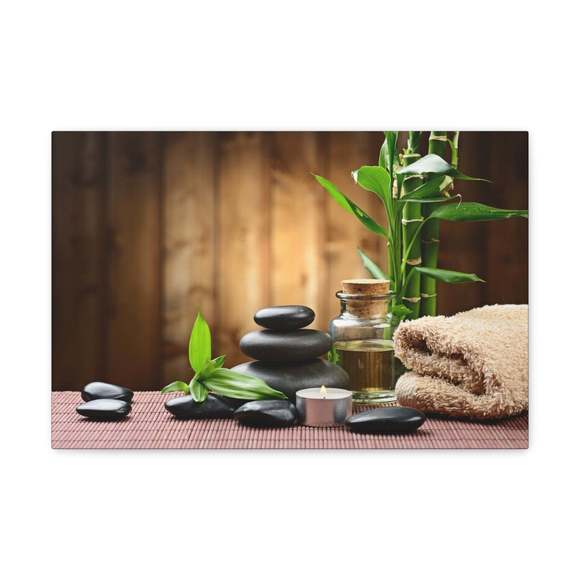 Express Your Love Gifts Other - Zen Stones and Bamboo Forest Floral Nature Photography Canvas Wall Art for Home